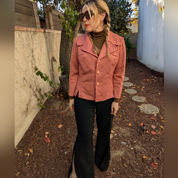 60s VTG Pink Textured Blazer - Picture 5 of 12